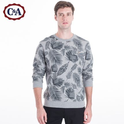 限时特惠！C＆A 男式植物印花套头卫衣CA200162264