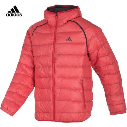 降幅巨大！阿迪达斯 训练 男子 高级鹅绒茄克 浅猩红 G72209