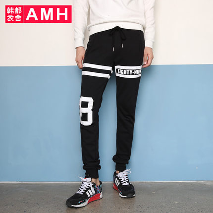 全网好价！AMH纯色修身数字印花休闲裤OE5301