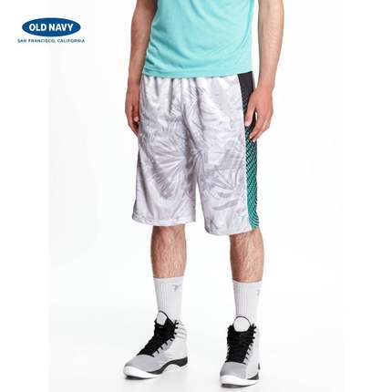 运动休闲！OLD NAVY男装活力印花松紧腰口运动短裤210003