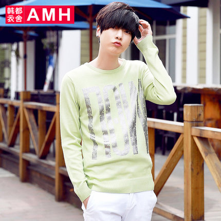 颜色百搭！AMH新款修身圆领男士毛衣NZ3648