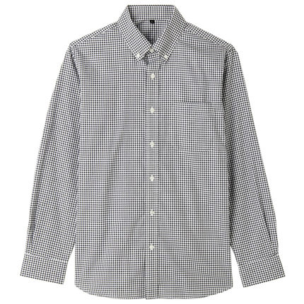 经典设计！MUJI无印良品男式牛津棉格子定型纽扣领衬衫M4AC713