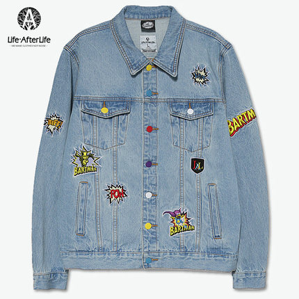 酷潮！Life&middot;After Life辛普森联名款男士牛仔夹克