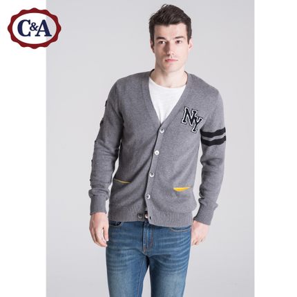 双色可选！C＆A条纹V领针织开衫休闲外套CA200162392