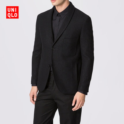 型男必备！UNIQLO优衣库LM羊毛混纺青果领茄克165149