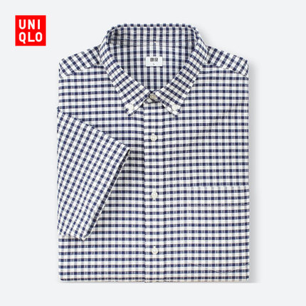 UNIQLO优衣库弹力泡泡纱格子衬衫406607