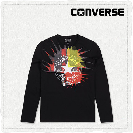 波普风！CONVERSE 男款印花长袖T恤 13482C