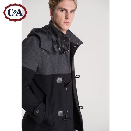 小降！C＆A 男式拼色连帽羊毛外套CA200163119