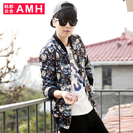 时尚范儿！AMH新款时尚男士棒球领修身夹克外套OT3402