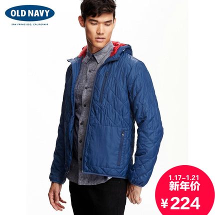 年货节好价！OLD NAVY休闲线缝格纹半高领外套712481