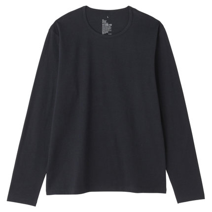 穿着舒适！MUJI无印良品男式棉天竺长袖T恤M4SB904