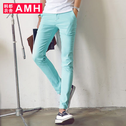 全网好价！AMH新款修身中腰纯色小脚男士休闲长裤NR3072