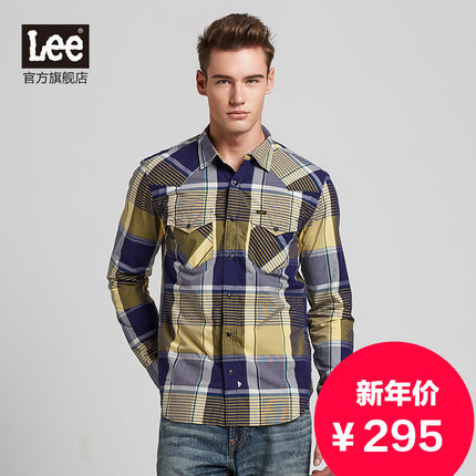 经典百搭！Lee男式款黄蓝格子长袖衬衫L13343K56K16