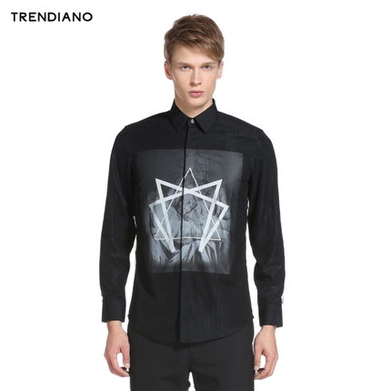 新低！TRENDIANO 棉质印花拼接长袖衬衫3151013290