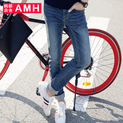 历史好价！AMH新款猫须水洗小脚潮流牛仔裤QO6000