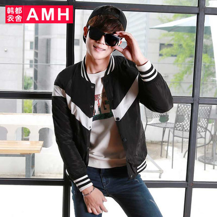 时尚百搭！AMH棒球领插肩袖修身夹克外套OJ4705