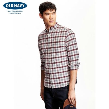 近期好价！OLD NAVY经典格纹男式长袖衬衫712350