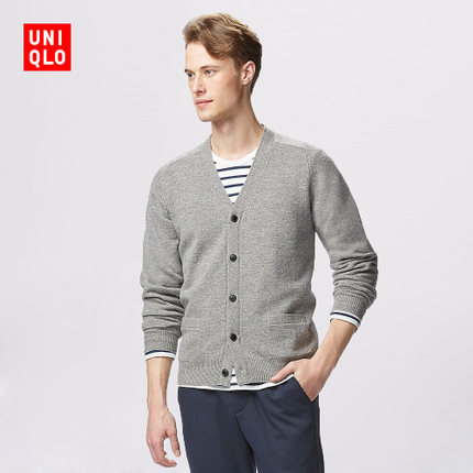 尺码较全！UNIQLO优衣库羊仔毛V领针织开衫