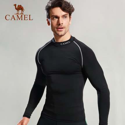 速干透气！骆驼运动健身服长袖紧身衣跑步透气速干T恤