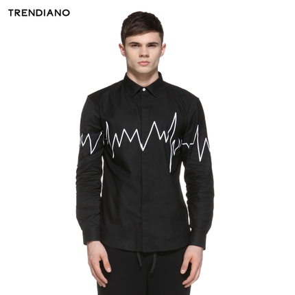 潮流新低！TRENDIANO 棉质印花长袖衬衫3153011960