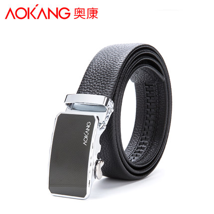 潮流百搭！奥康男士真皮自动扣头层牛皮商务韩版腰带