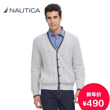 聚划算！NAUTICA诺帝卡ESAD羊毛混纺开衫S34301