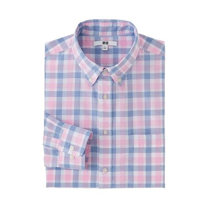 商务休闲！UNIQLO优衣库优质长绒棉格子衬衫169214