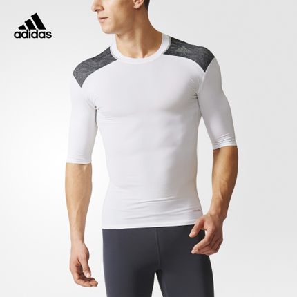 简约百搭！adidas阿迪达斯训练男子短袖紧身T恤AJ4974