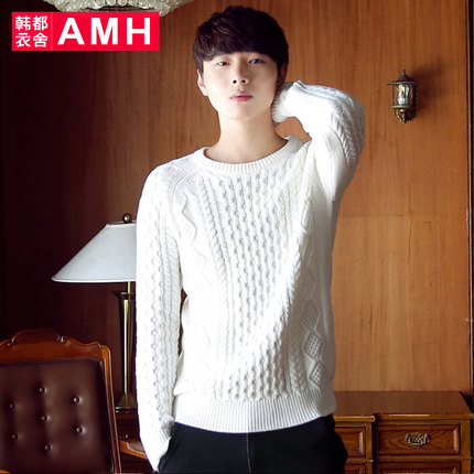 时尚美观！AMH圆领修身套头纯色毛衣OC2343