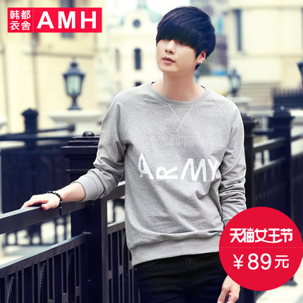 女王节好价！AMH新款男士圆领印花套头卫衣QZ3490