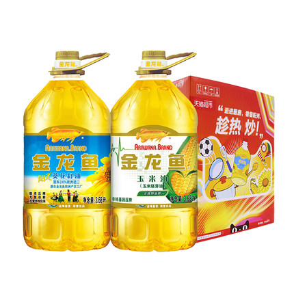 金龙鱼健康100阳光葵花籽油3.68L+玉米油3.68L