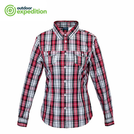 舒适透气！澳道户外男女情侣长袖格子衬衫OE2014005