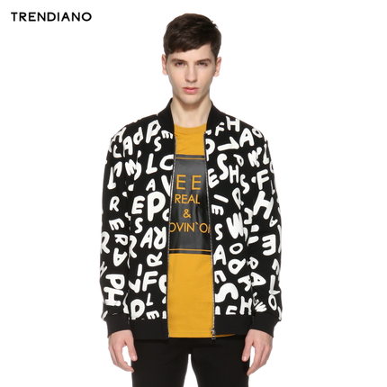 潮流版型！TRENDIANO 棉质字母棒球夹克外套3153040880