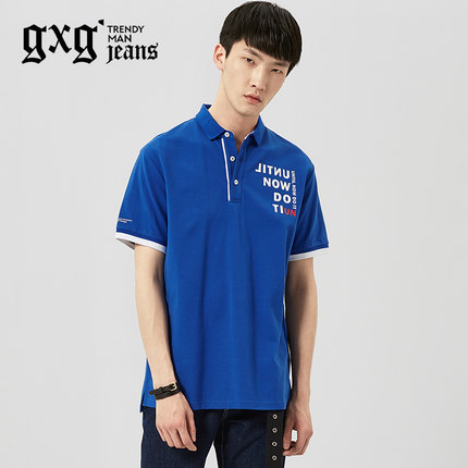 夏季热销！gxgjeans男装夏宽松印花青年休闲POLO衫