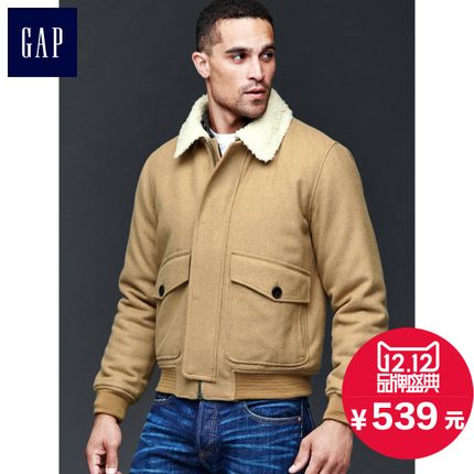 双12预售！Gap男装含羊毛时尚翻领飞行员夹克718138
