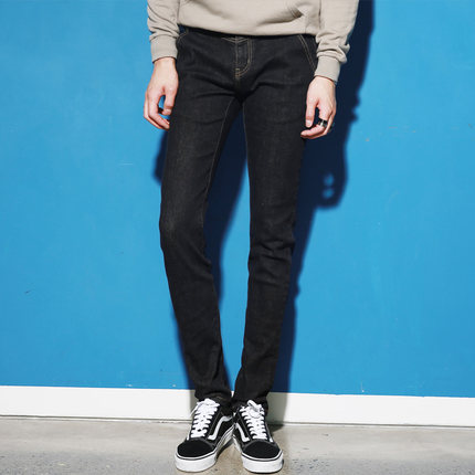 型男必备！AMH黑色男士修身小脚牛仔裤PF5837