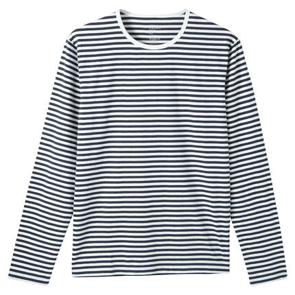 穿着潇洒！无印良品MUJI男式长袖T恤M6SB215