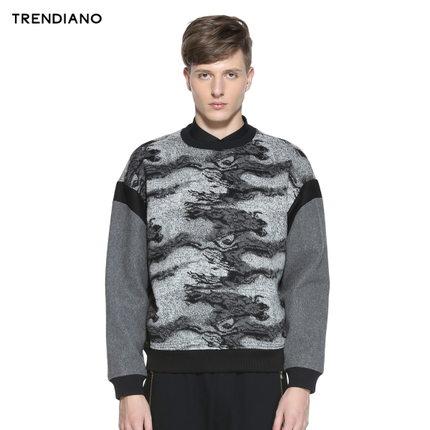 个性虎纹！TRENDIANO 虎纹拼接卫衣外套3144342090