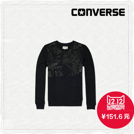 双12预售！CONVERSE匡威  女款 印花圆领卫衣12971C