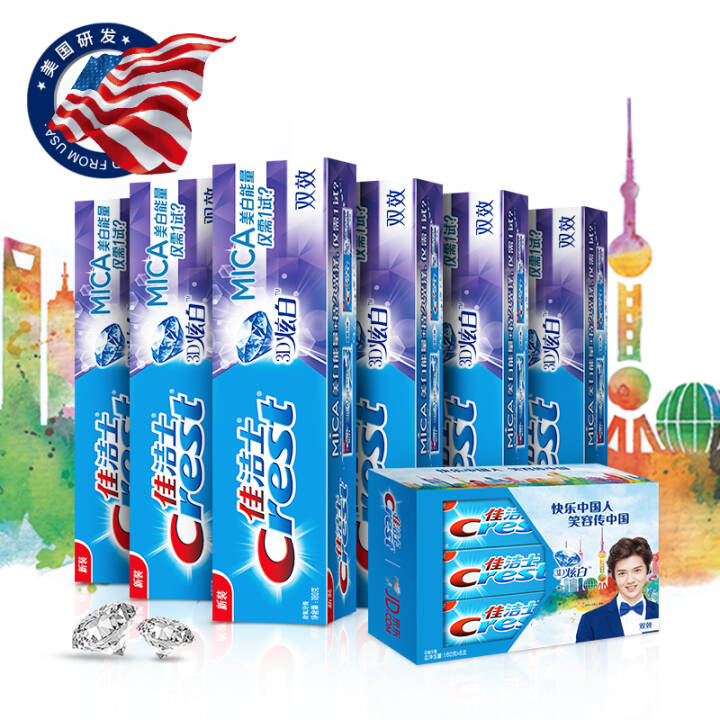 佳洁士（Crest）3D炫白双效牙膏180g6支装