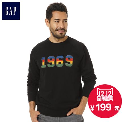 双12预售！Gap 纯棉亮丽彩虹数字圆领卫衣721406