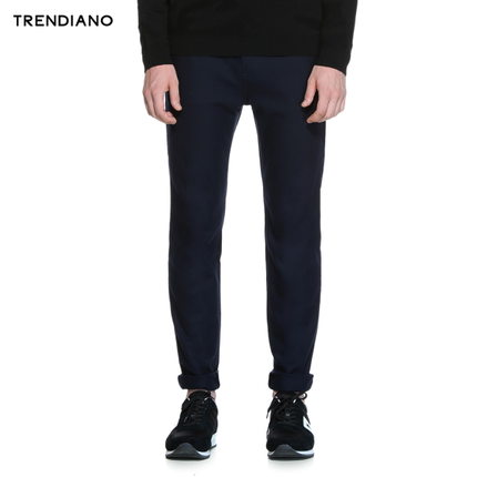 新低价！TRENDIANO 拼接羊毛呢中腰休闲裤长裤3144064030