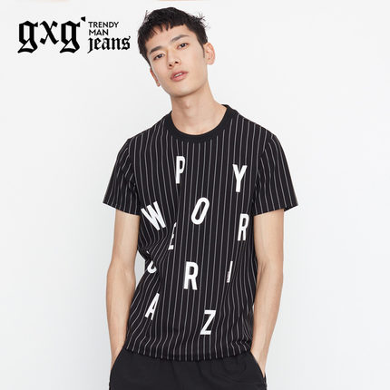 商场同款！gxgjeans夏季新品青年时尚短袖圆领T恤