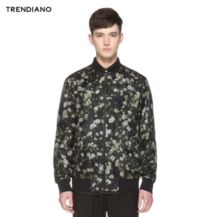 潮流印花！TRENDIANO 印花立领棒球夹克外套3153042890