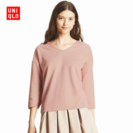优衣库UNIQLO女装罗纹套头衫(七分袖)408479