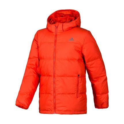 鲜艳色！阿迪达斯 训练 男子 羽绒茄克 深橙黄 M31300