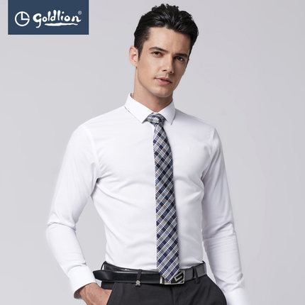 舒适有型！金利来新款男士纳米全棉防皱免烫商务长袖衬衫