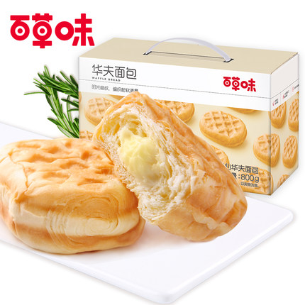 下单立减13元：百草味新品夹心华夫面包800g