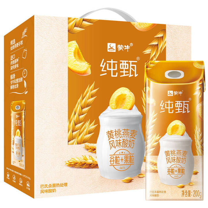 蒙牛纯甄常温酸牛奶黄桃燕麦200g*10