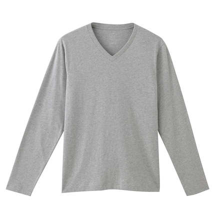 多色可选！MUJI无印良品男式V领长袖T恤